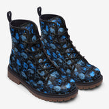 Leather Boots Blue Skulls Collage
