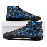 High-Top Canvas Shoes Blue Skulls Collage