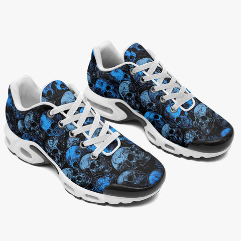 Air Cushion Sneakers Blue Skulls Collage