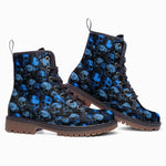Leather Boots Blue Skulls Collage