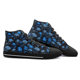 High-Top Canvas Shoes Blue Skulls Collage