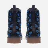 Leather Boots Blue Skulls Collage