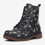 Leather Boots Gray Skulls Collage
