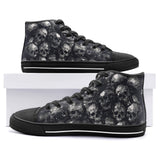 High-Top Canvas Shoes Gray Skulls Collage