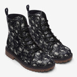 Leather Boots Gray Skulls Collage