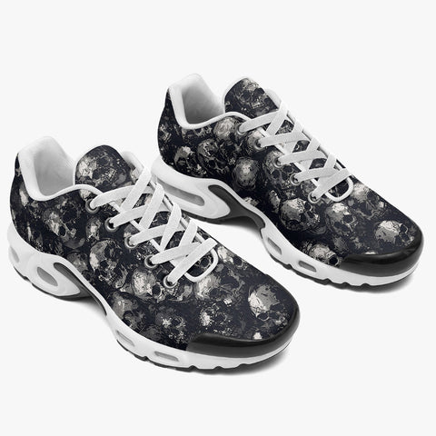 Air Cushion Sneakers Gray Skulls Collage