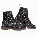 Leather Boots Gray Skulls Collage