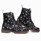 Leather Boots Gray Skulls Collage