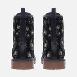 Leather Boots Gray Skulls Collage