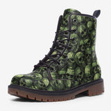 Leather Boots Green Skulls Collage