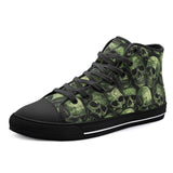 High-Top Canvas Shoes Green Skulls Collage