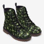 Leather Boots Green Skulls Collage