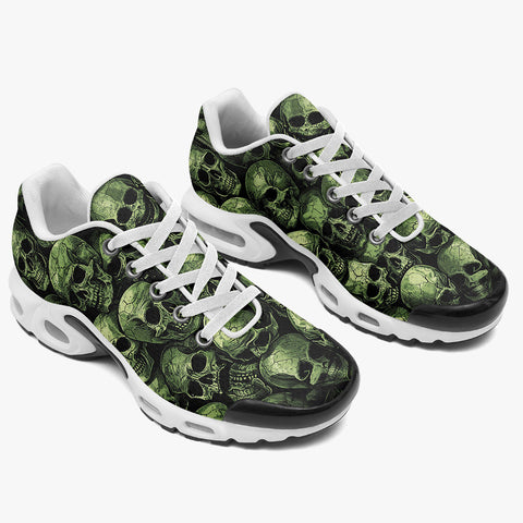 Air Cushion Sneakers Green Skulls Collage