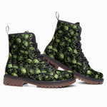 Leather Boots Green Skulls Collage