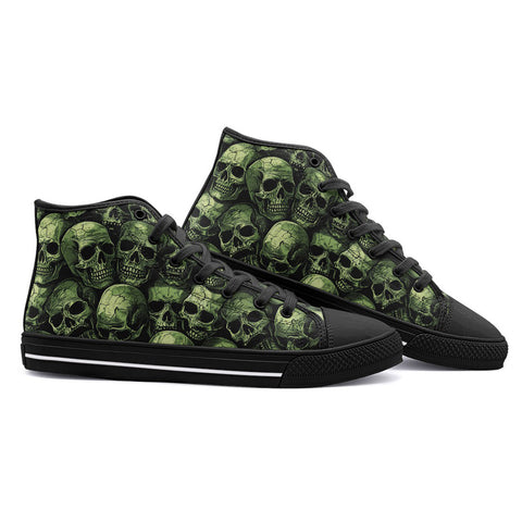 High-Top Canvas Shoes Green Skulls Collage