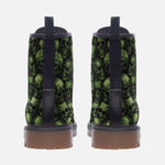 Leather Boots Green Skulls Collage