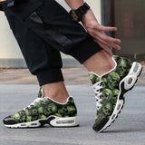 Air Cushion Sneakers Green Skulls Collage