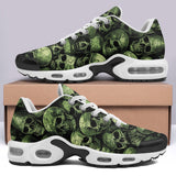 Air Cushion Sneakers Green Skulls Collage