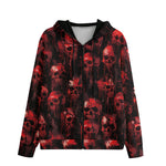 Men's Zip Up Hoodie Bloody Red Skulls Collage