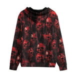 Men's Zip Up Hoodie Bloody Red Skulls Collage