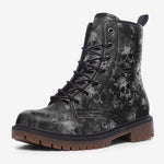 Leather Boots Gray Skulls Collage