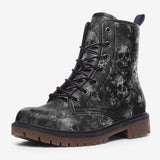 Leather Boots Gray Skulls Collage