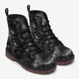 Leather Boots Gray Skulls Collage