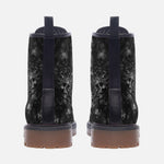 Leather Boots Gray Skulls Collage