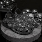 Classic Clogs Gray Skulls Collage