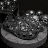 Classic Clogs Gray Skulls Collage
