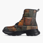 Casual Leather Chunky Boots Various Crocodile Skins Print