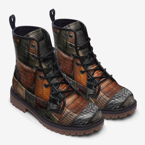 Leather Boots Various Crocodile Skins Print