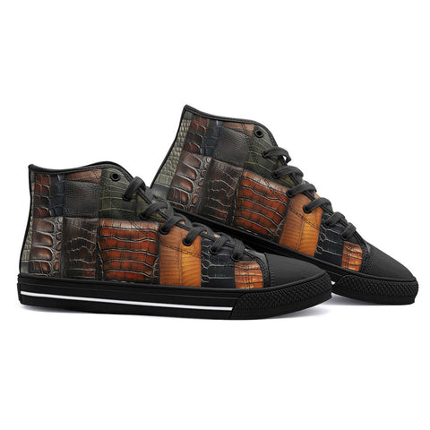 High-Top Canvas Shoes Various Crocodile Skins Print