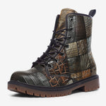 Leather Boots Crocodile Skin Patchwork Print