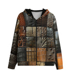 Men's Zip Up Hoodie Crocodile Skin Patchwork Print