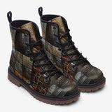 Leather Boots Crocodile Skin Patchwork Print