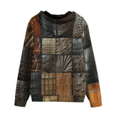 Men's Zip Up Hoodie Crocodile Skin Patchwork Print