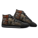 High-Top Canvas Shoes Crocodile Skin Patchwork Print