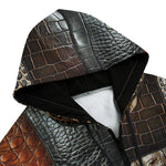 Men's Zip Up Hoodie Crocodile Skin Patchwork Print