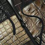 Men's Zip Up Hoodie Crocodile Skin Patchwork Print