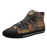 High-Top Canvas Shoes Crocodile Leather Patchwork Print