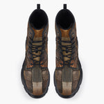 Casual Leather Chunky Boots Crocodile Leather Patchwork Print
