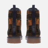 Leather Boots Crocodile Leather Patchwork Print