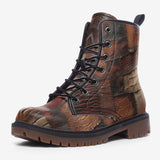 Leather Boots Alligator Skin Patchwork Print