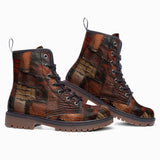 Leather Boots Alligator Skin Patchwork Print