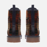Leather Boots Alligator Skin Patchwork Print