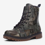 Leather Boots Reptile Skin Patchwork Print