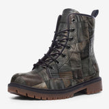 Leather Boots Reptile Skin Patchwork Print