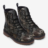 Leather Boots Reptile Skin Patchwork Print