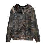 Men's Zip Up Hoodie Reptile Skin Patchwork Print